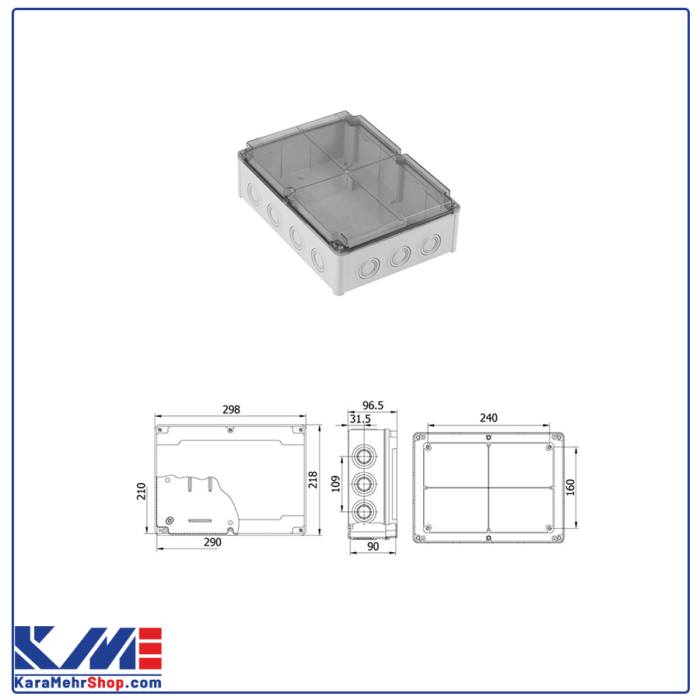 جعبه ترموپلاستیک مدل جعبه تقسیم -درب شفاف 40203007
